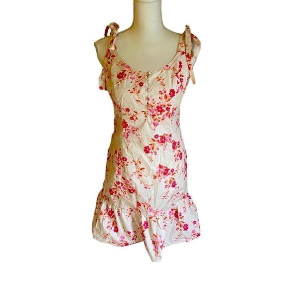 Louna Pink Floral Mini Dress Size Medium - Picture 4 of 8